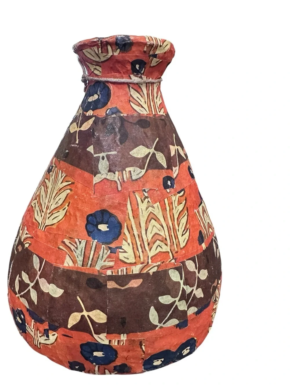 NWT Anthropologie Patterned Papier Mache Bud Vase in Orange Patten